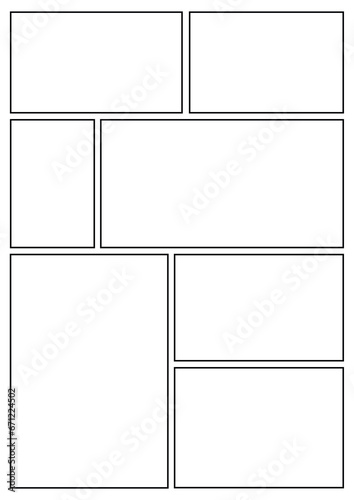 Manga storyboard layout A4 template for rapidly create papers and comic book style page 19