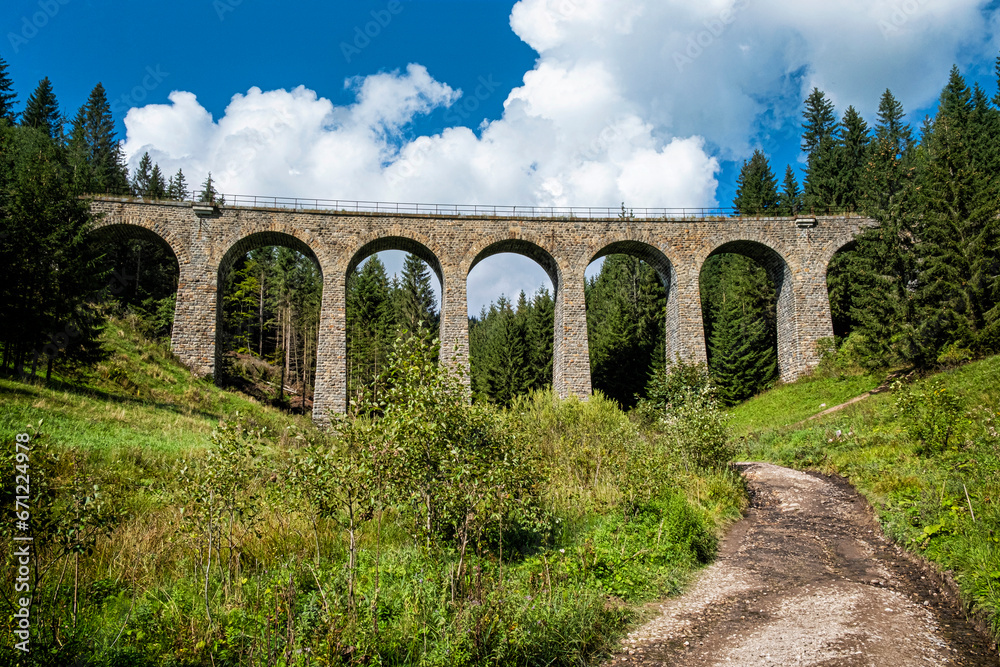 Historic railway viaduct near Telgart in Slovakia