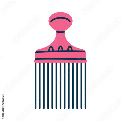 Pink Comb as Professional Hairdressing Tool and Accessory for Hairdo Vector Illustration
