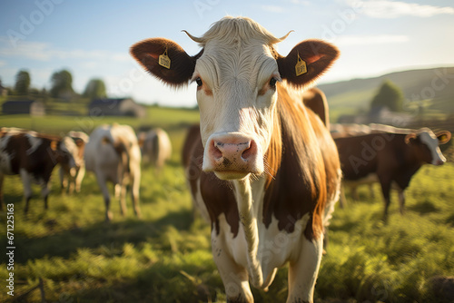 A New Day on the Farm: Cows and Sunshine © AIproduction