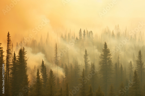 Burning Woodland  Forest Ablaze in Wildfire Smoke