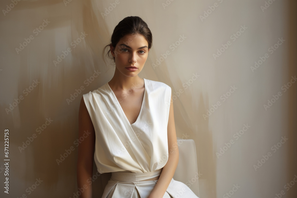 Obraz premium Elegant Fashion Model in Neutral Colors