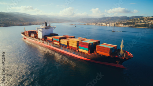 Maritime Transport: Container Ship Aerial