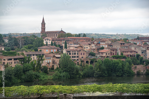 Architecture of the city of Albi in France and the river Tarn