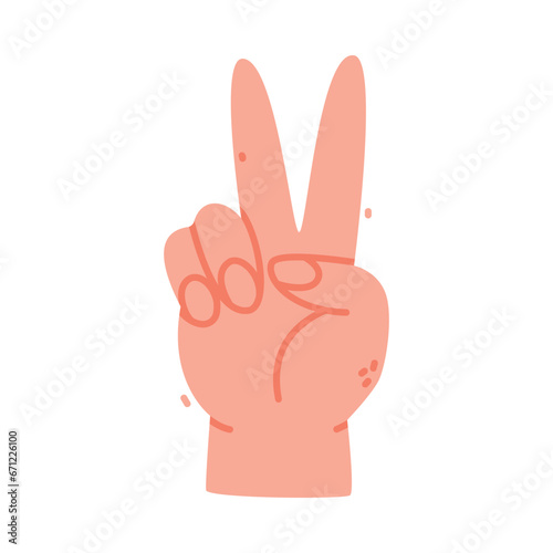 Human Hand Show V Sign Gesture Vector Illustration