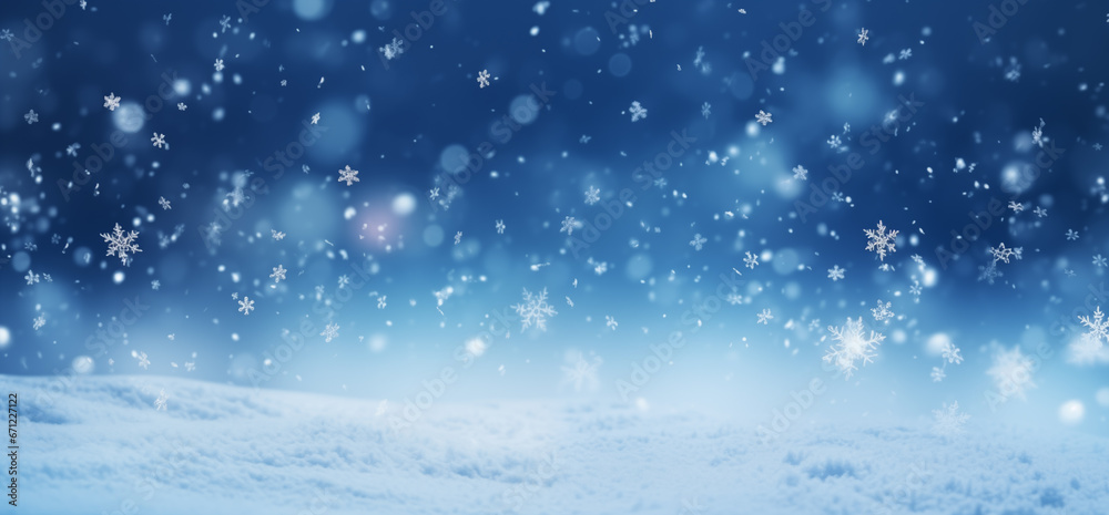 Falling snowflakes and Bokeh with white snow on a blue background. Falling snowflakes and Bokeh with white snow on a blue background.