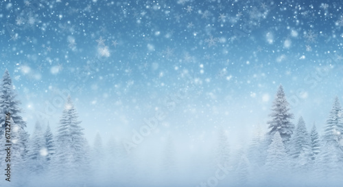 Falling snowflakes and Bokeh with white snow on a blue background. © uv_group