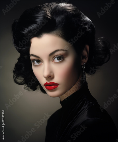 vintage glamour portrait of a woman with black hair