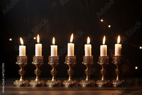 candlestick with burning candles for hanukkah,