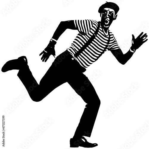 silhouette of a mime running