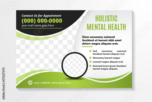 World Mental Health Day Background. holistic Mental Health care welness campaign concept. October 10. Vector illustration. Poster, Banner, Flyer. Social Media Post. consulting services with photo.