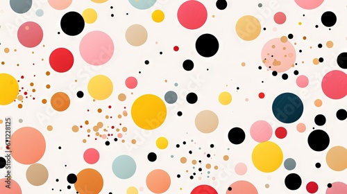 Pois multicolores et dorés, terrazzo, doodle, tampons et superpositions numériques florales, rayé, palette de couleurs audacieuses, emblématique, géométrique. IA générative, IA