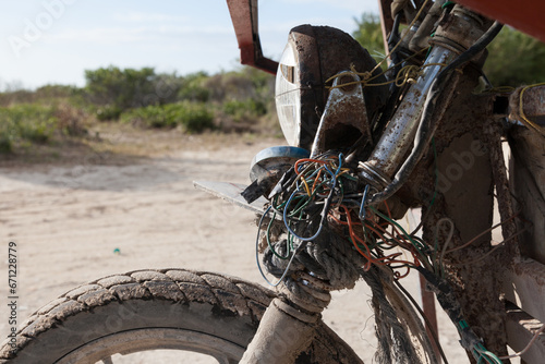 DIY Mototaxi detail in Yucatan, Mexico. 
Selfmade improvised vehicle.