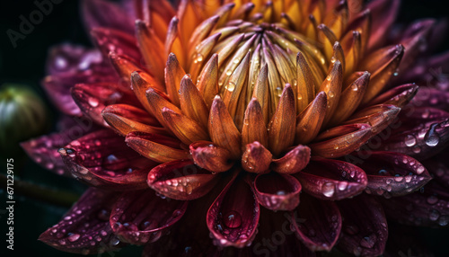 Close up of vibrant  multi colored gerbera daisy in organic vase generated by AI