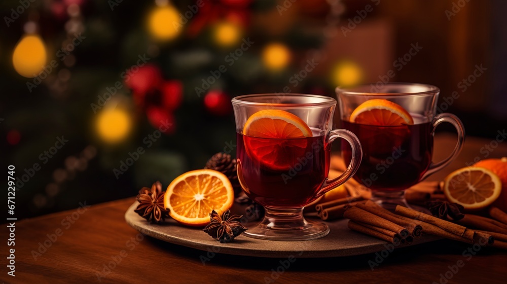 Warm gintwein in a cozy interior. Generation AI Warm gintwein in a cozy interior. Generation AI