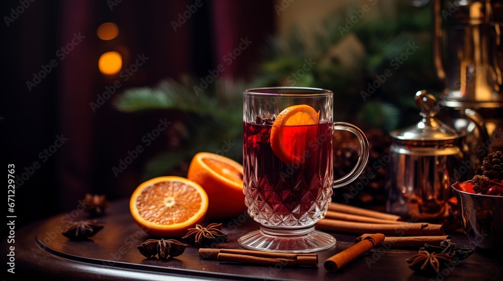 Warm gintwein in a cozy interior. Generation AI Warm gintwein in a cozy interior. Generation AI