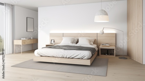 Home mockup, Bedroom interior, Minimal for realistic