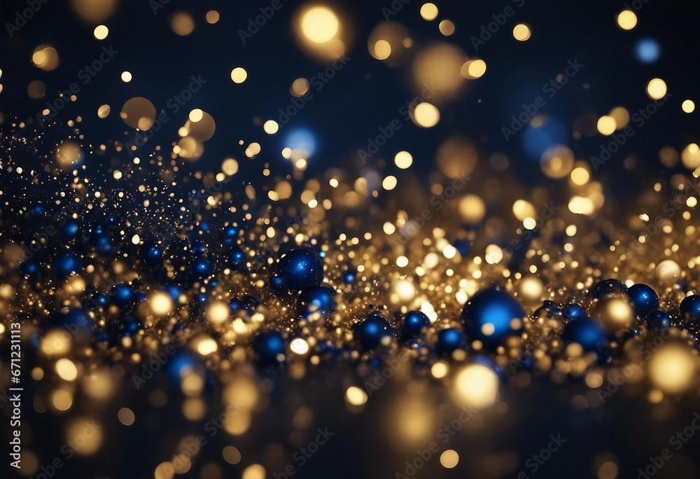 Festive Elegance: An Abstract Background Infused with Dark Blue and Gold Particles, Creating a Christmas Golden Light Shine with Magical Bokeh Ornaments Festive Elegance: An Abstract Background Infused with Dark Blue and Gold Particles, Creating a Christmas Golden Light Shine with Magical Bokeh Ornaments