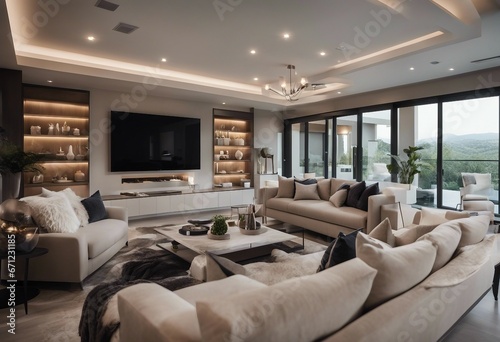Modern Elegance: Open Concept Living Room Interior in a New Luxury Home © FrameFinesse