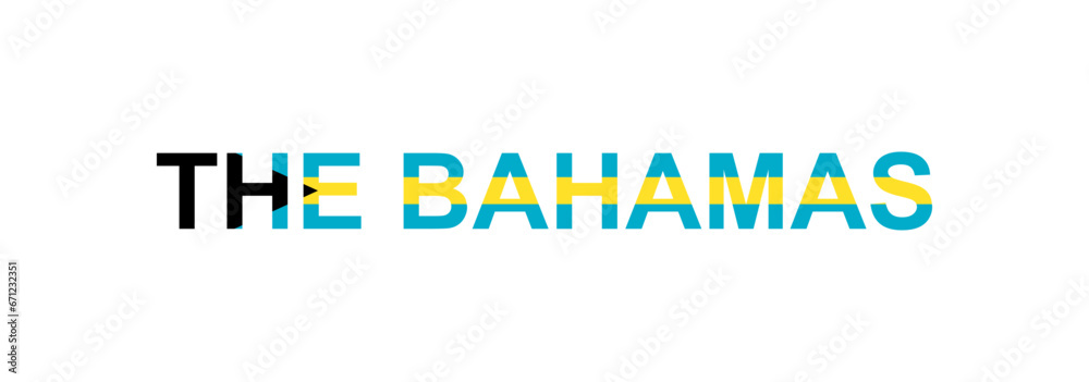 Letters The Bahamas in the style of the country flag. The Bahamas word in national flag style.