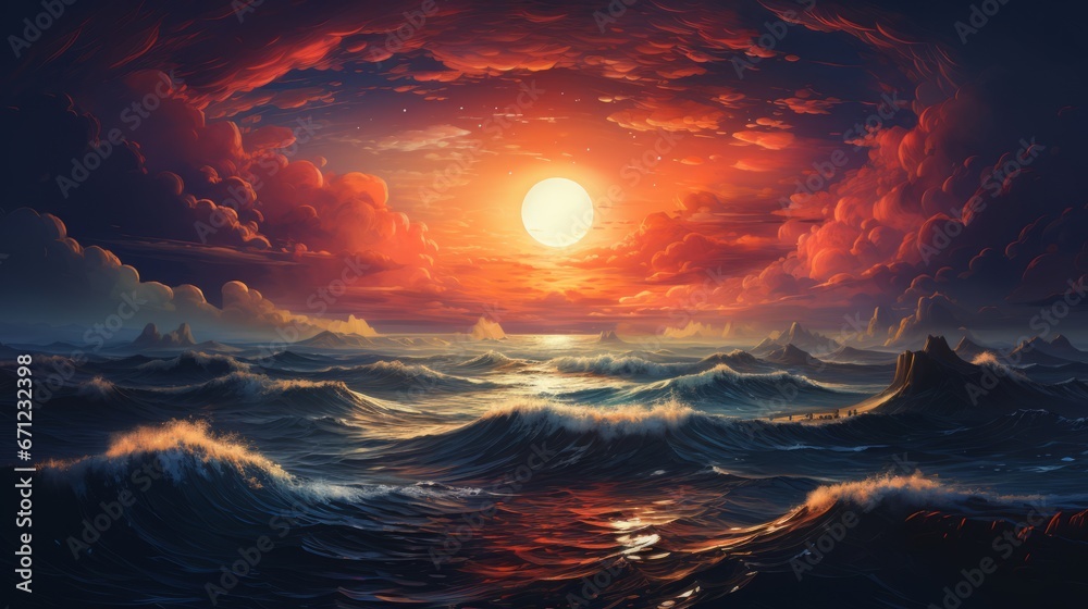 Fototapeta premium sunset over the sea ai generated