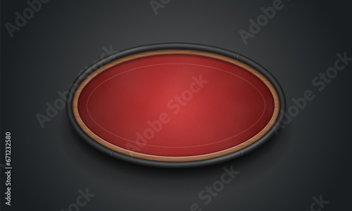 Poker table with red cloth on dark background. Vector illustration.