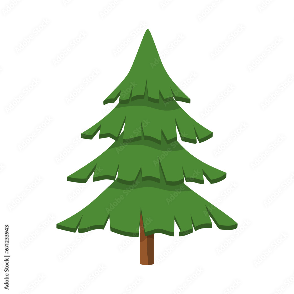 Isolated green cartoon Christmas tree. Coniferous forest tree pine. Cartoon flat style. Symbol of Christmas and New Year. Vector illustration. Isolated green cartoon Christmas tree. Coniferous forest tree pine. Cartoon flat style. Symbol of Christmas and New Year. Vector illustration.
