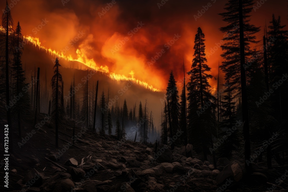 Forest Fire in Mountain