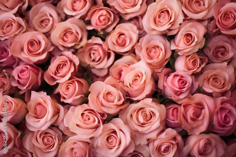 bunch of pink roses. Generative AI. bunch of pink roses. Generative AI.