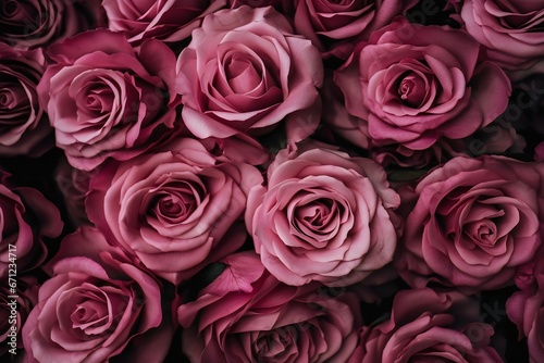 bunch of pink roses. Generative AI. 