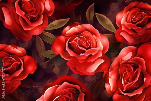 red roses background. Generative AI.
