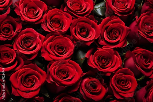 red roses background. Generative AI. 