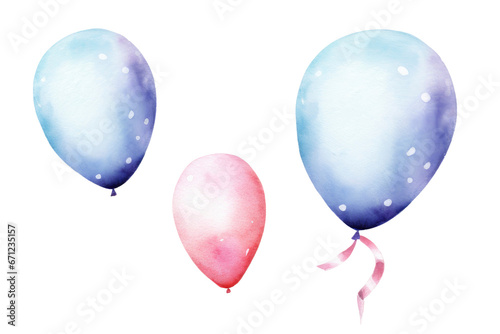 Set of watercolor balloons for holiday  birthday  party  celebrate  isolated on white background.