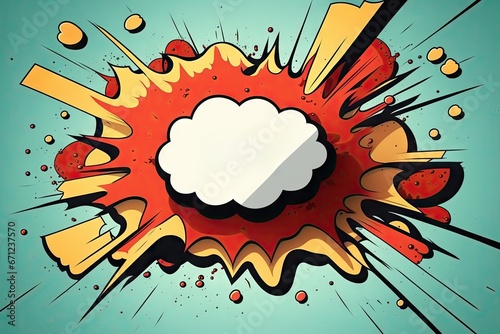 Comic book explosion background with empty speech bubble