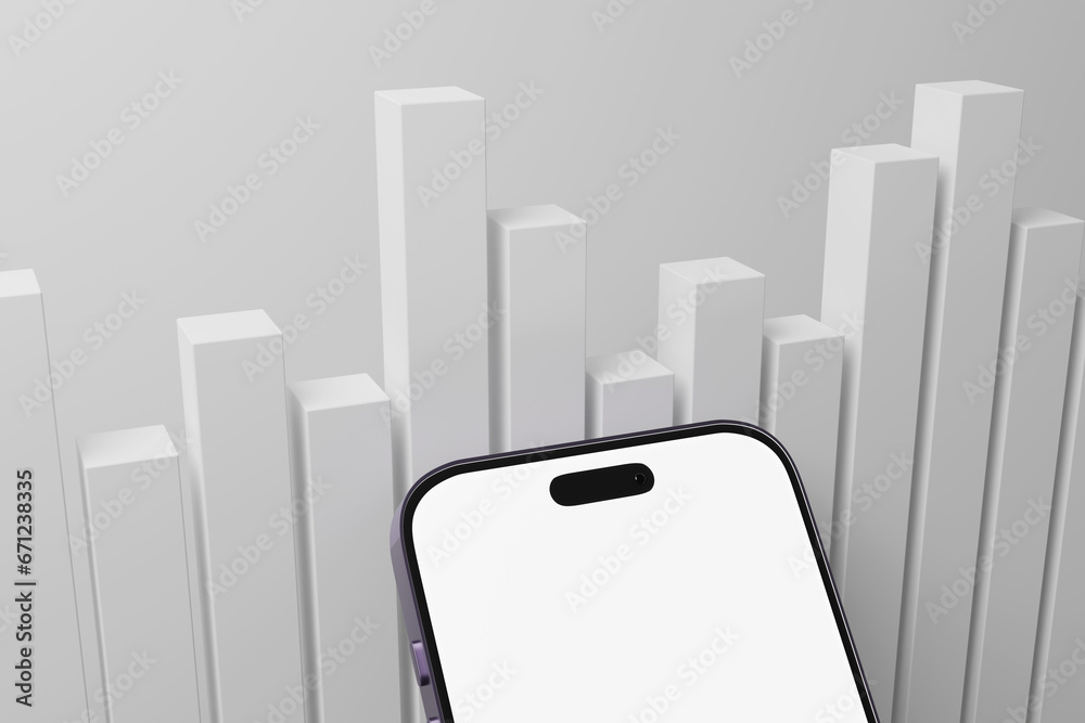 smart-phone-showing-a-blank-white-screen-in-front-of-a-3d-white-bar