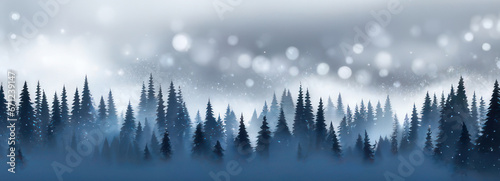 Abstract winter forest banner with copy space