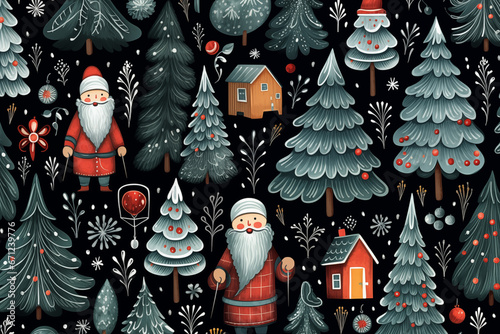 christmas trees card pattern background