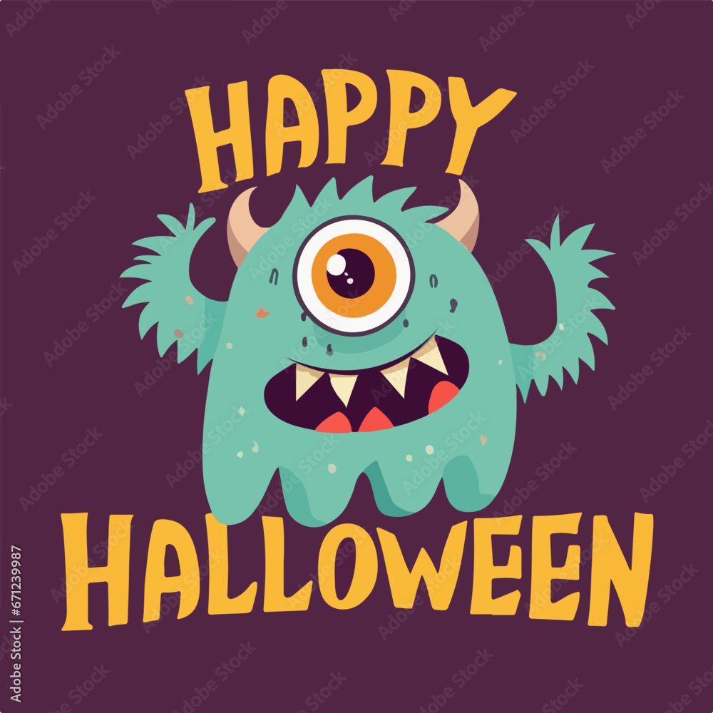 Happy Halloween Party Poster With Monster Vector