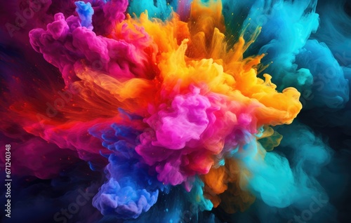 An explosion of coloured paints