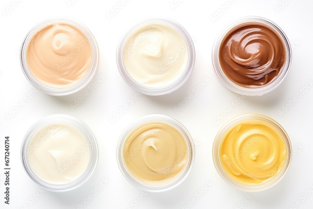 Assortment of cosmetic cream balm on white background Assortment of cosmetic cream balm on white background
