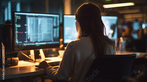 Female software IT developer at modern office