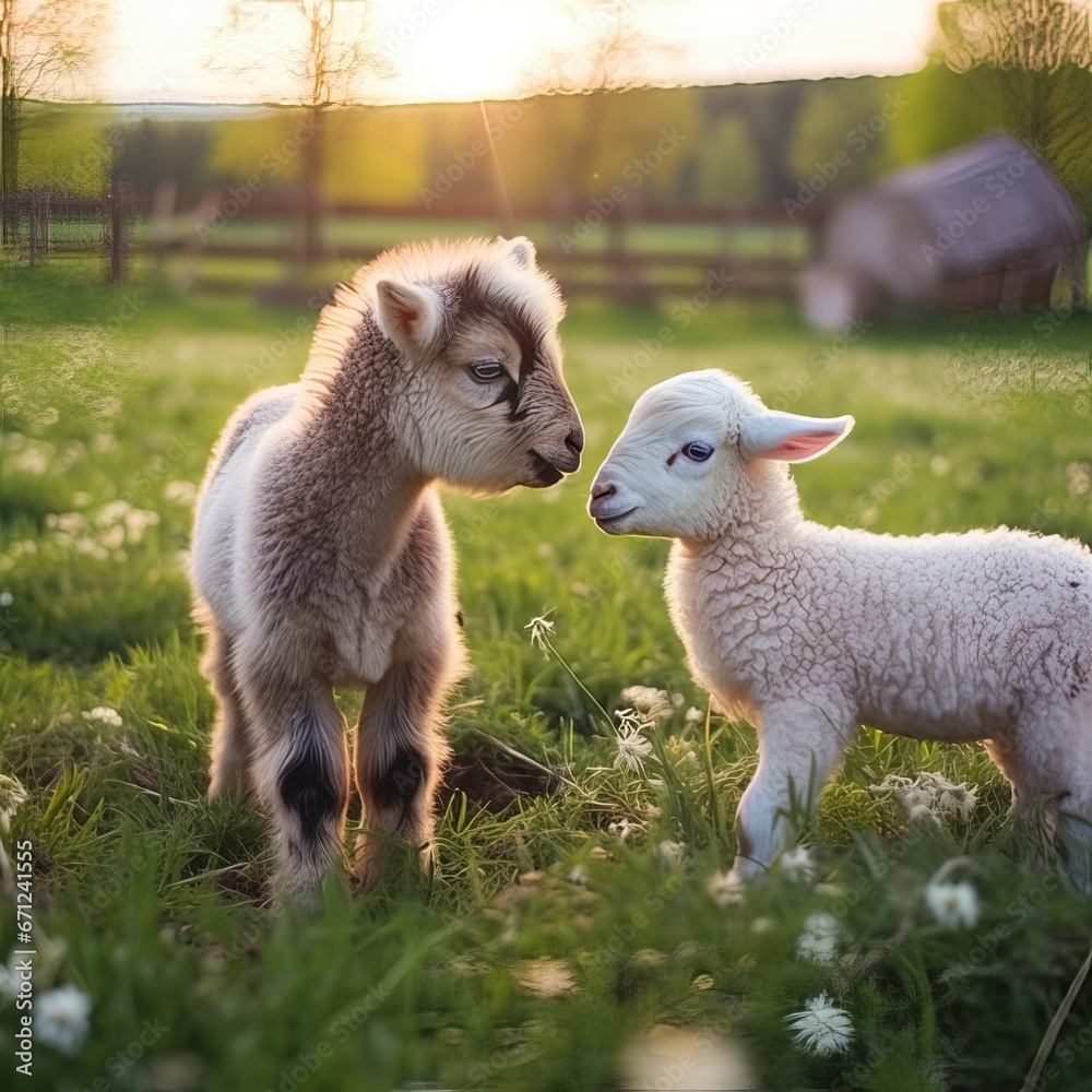 Obraz premium sheep and lambs