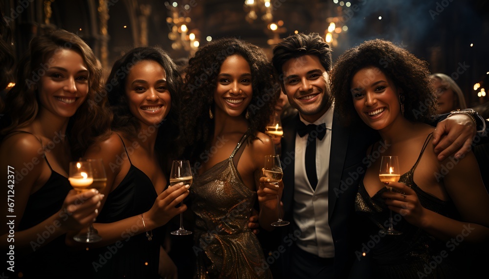 Obraz premium Group celebrating at new years party