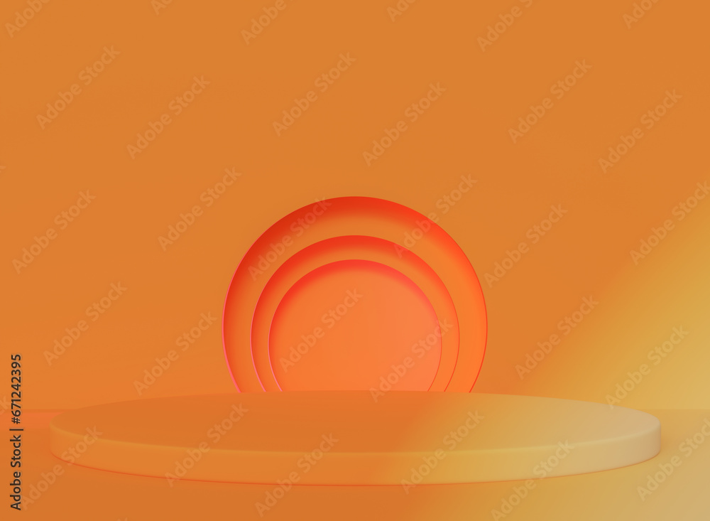 abstract orange background.Orange product background stand or podium pedestal abstract orange background.Orange product background stand or podium pedestal