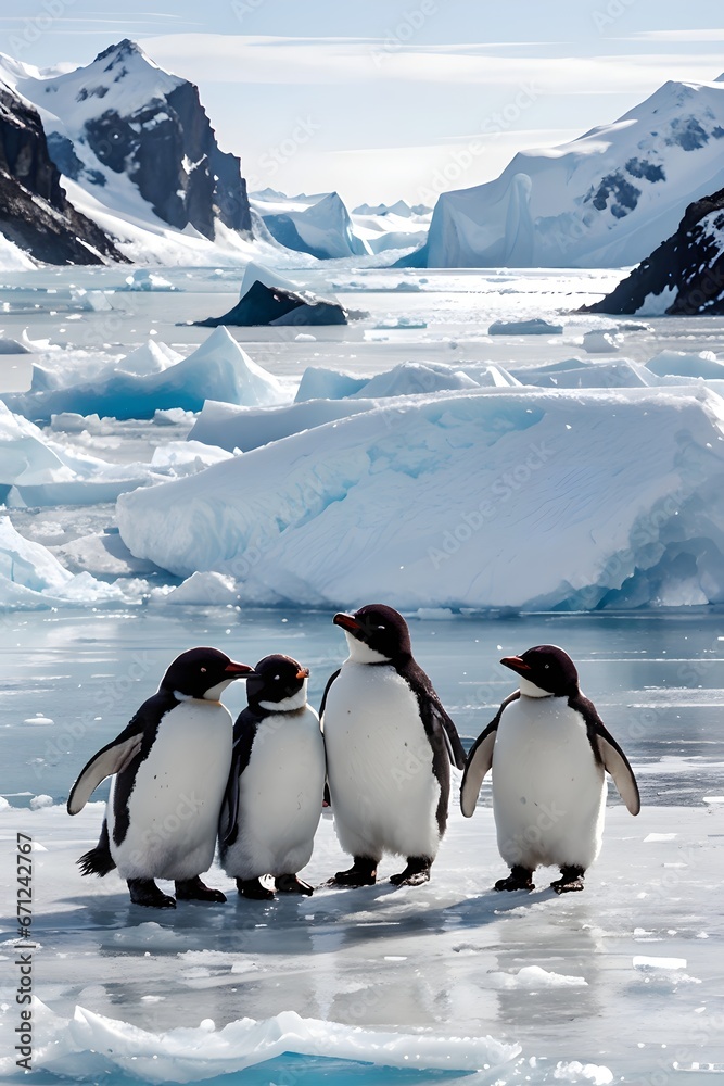 Obraz premium penguins, generative A.I.