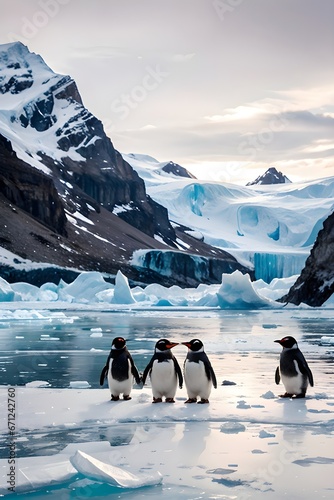penguins on ice  generative A.I.