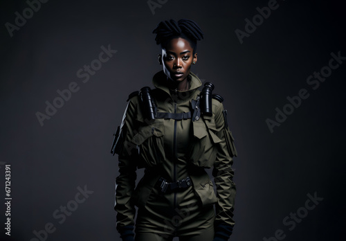 Black beautiful female military