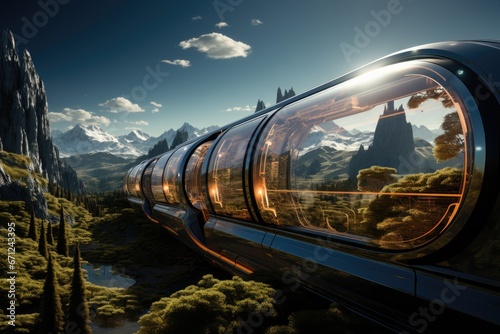 Future of travel, space tourism train photo