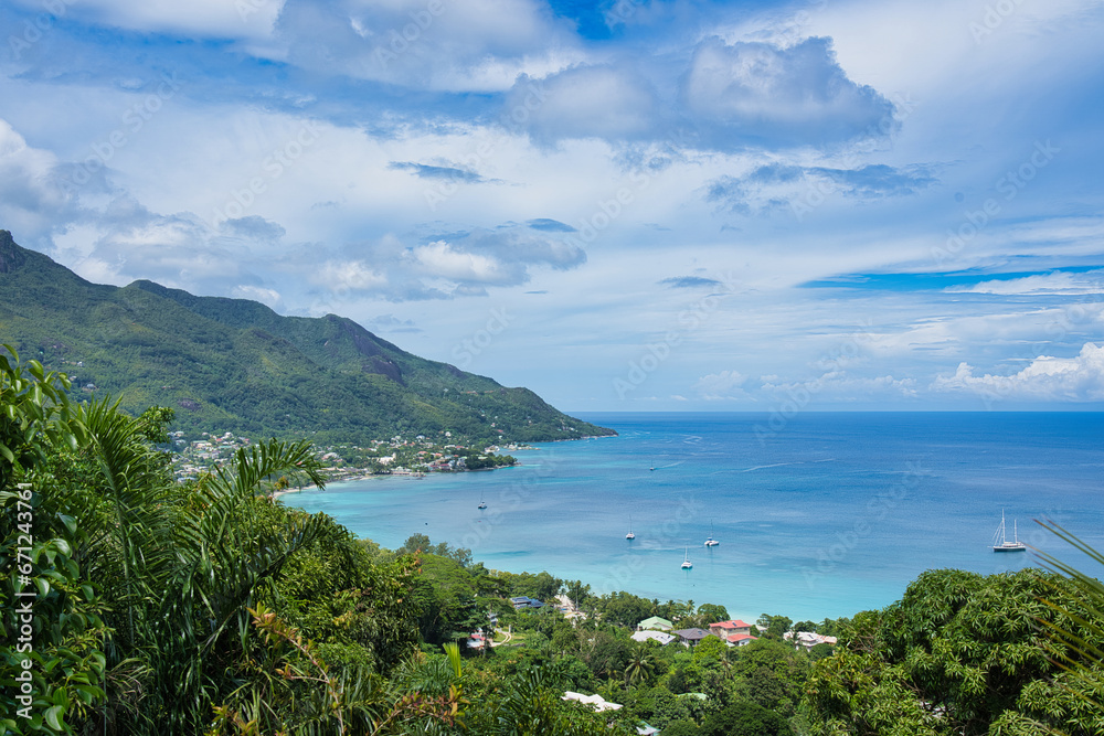Panoramic view point from the roots Seychelles, Mahe Seychelles