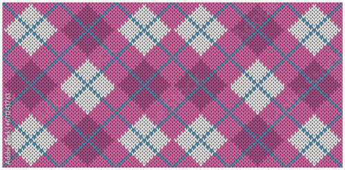 Knitted plaid pattern seamless vector design. Argyle fabric design. 